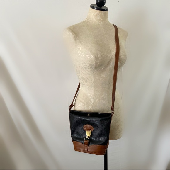 Vintage horsebit brown black crossbody purse bucket - Picture 2 of 7